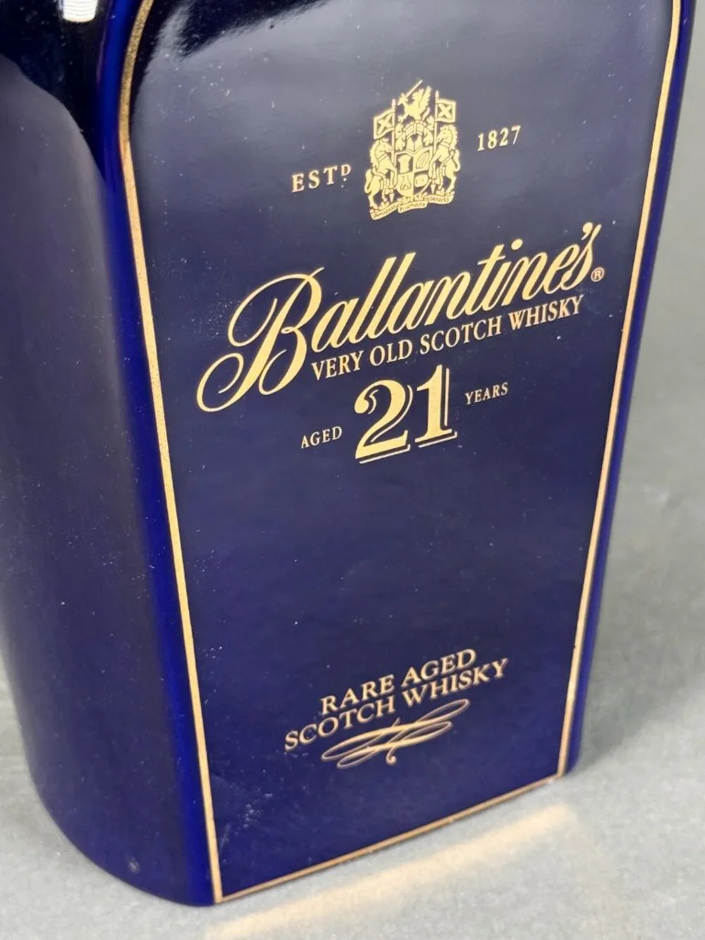 Rare Ballantine's 21 Year Old Empty Blue Wade Porcelain Whisky Decanter 70cl